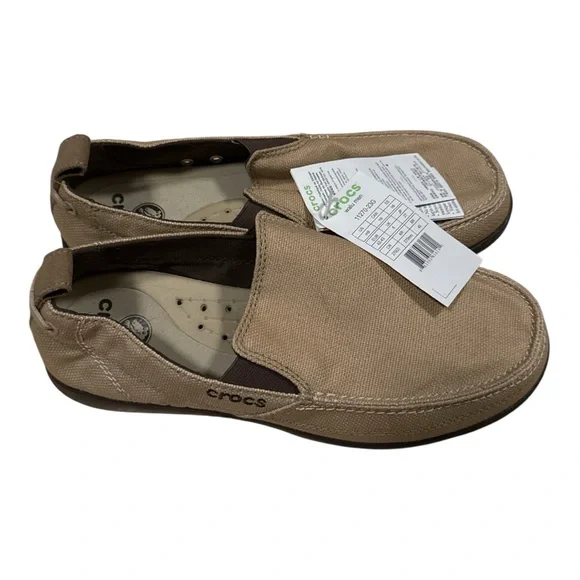 Crocs Men's  Tan khaki Walu Slip on Casual Loafer  Size 9 NWT GIFT - Picture 2 of 3